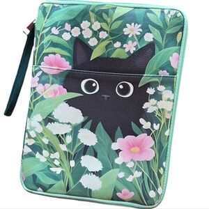 Book Carry Pouch - "Kitty in Flowers"